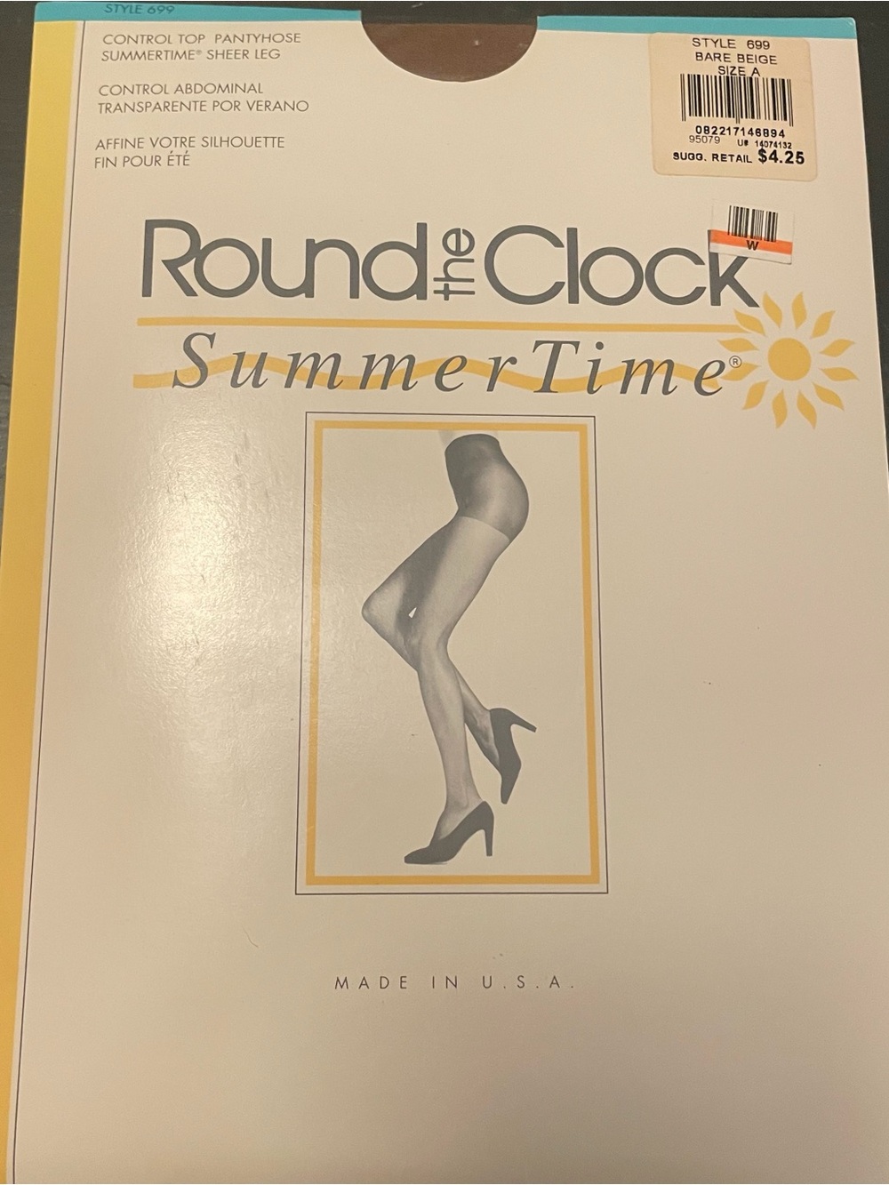 Round the Clock "SummerTime" Control Top Pantyhose Bare Beige style 699 size A